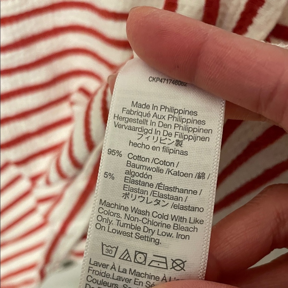 Madewell Red and White Striped Collared Crop Top M - Picture 4 of 6